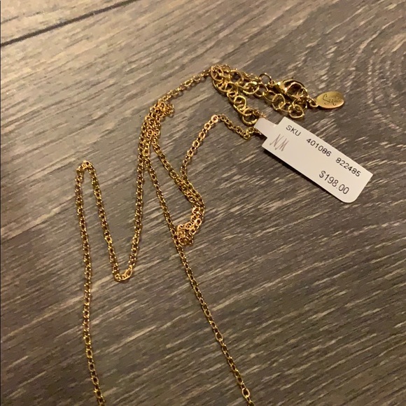 New Turquoise Evil Evil Rhinestone Horn Starburst Charm Long Necklace 18k plated - Picture 4 of 4